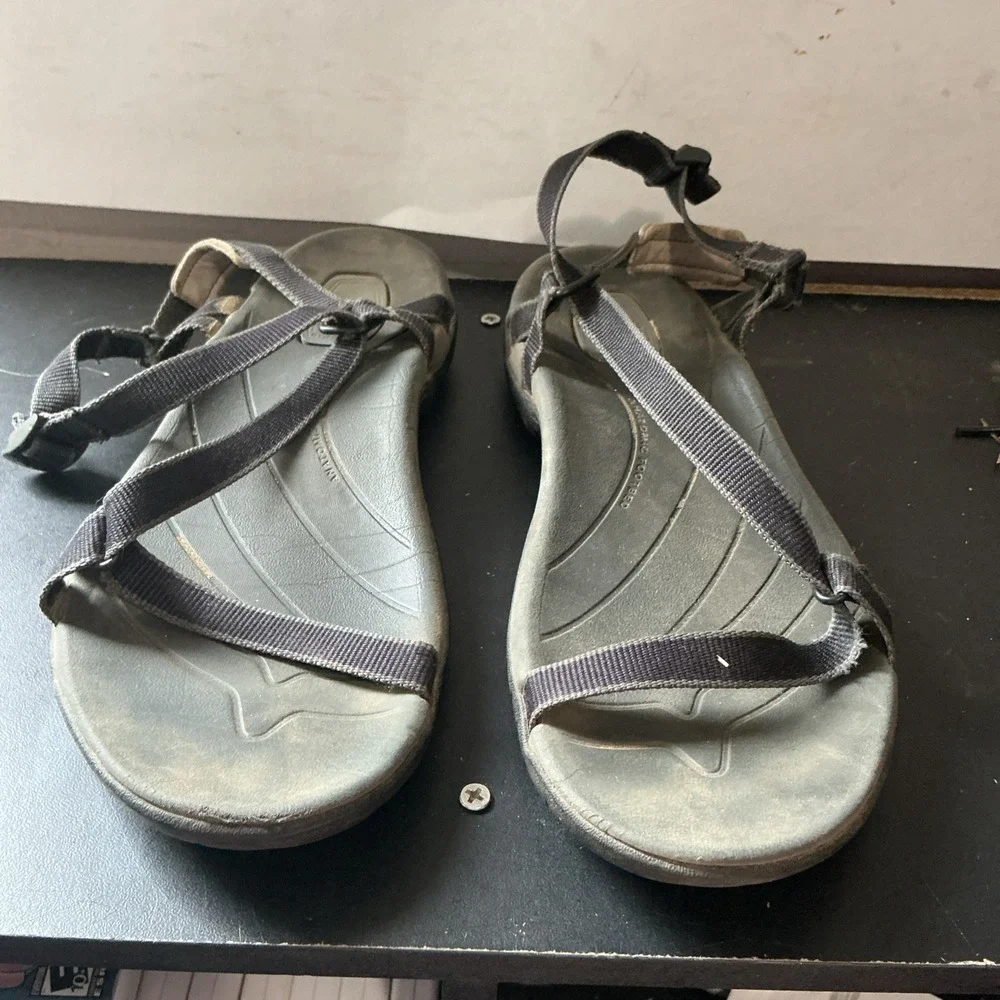 Teva Zirra Shoc Pad Black Ankle Strap Hiking Sandals Womens 10.25 Inch Insole